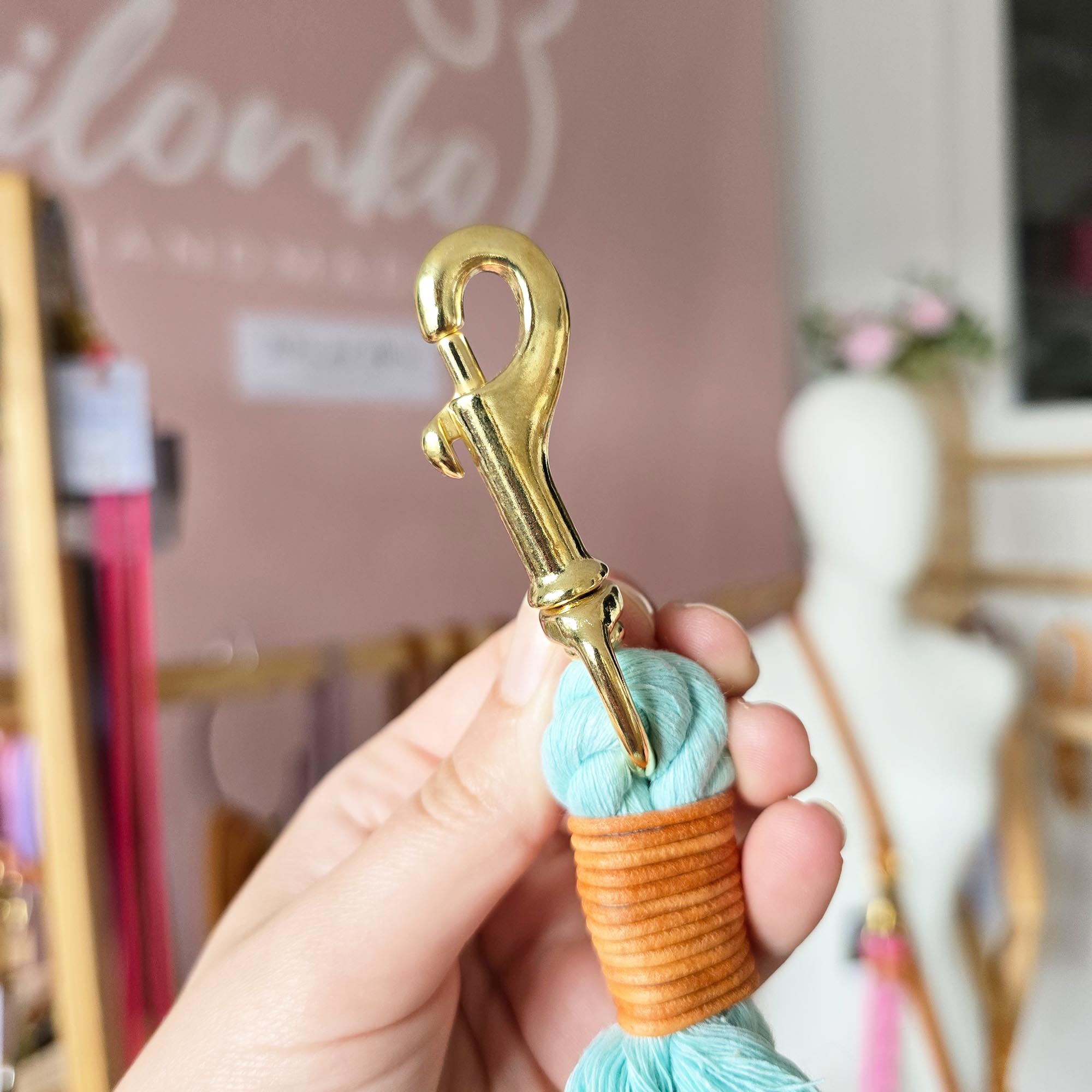 Baumwoll Koppelleine Pastell Lila 2,3m (mittlere Karabiner) + Tauzergel Gratis