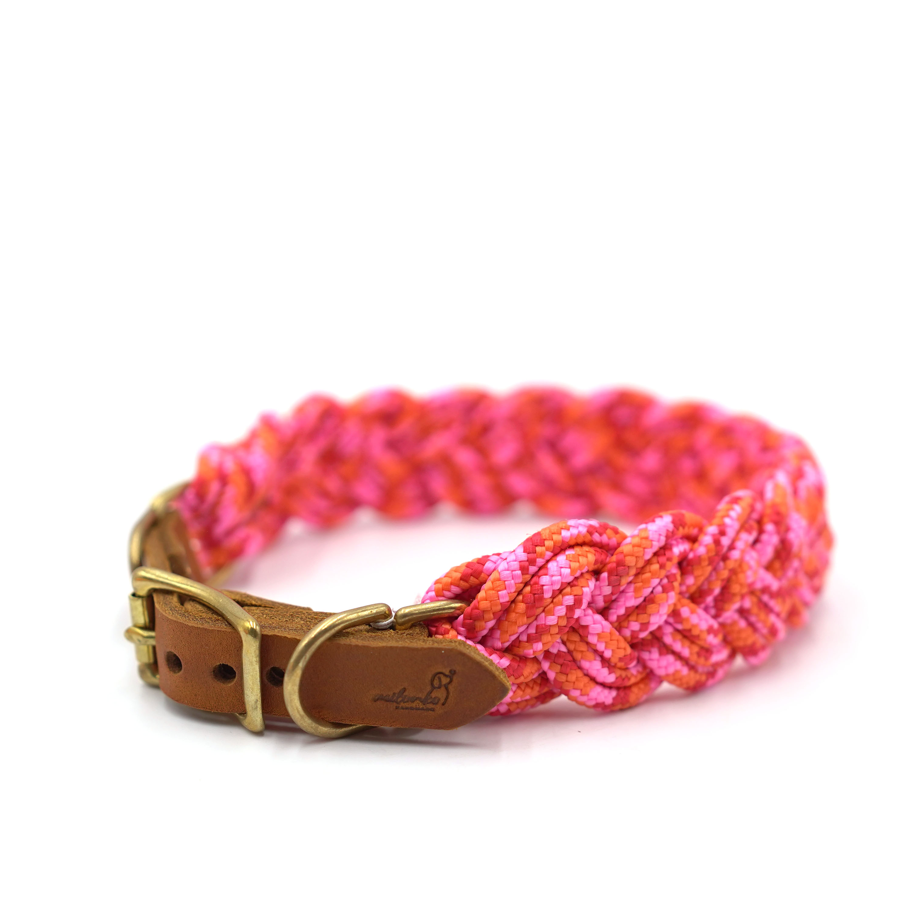 Halsband geflochten neon pink, orange Mix HU 46-51cm